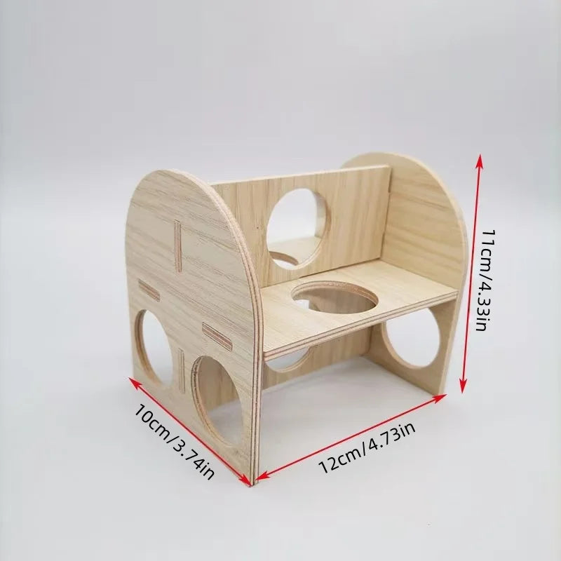 Bite resistant golden bear wooden toy swing seesaw rainbow house rainbow bridge hamster solid wood decoration home