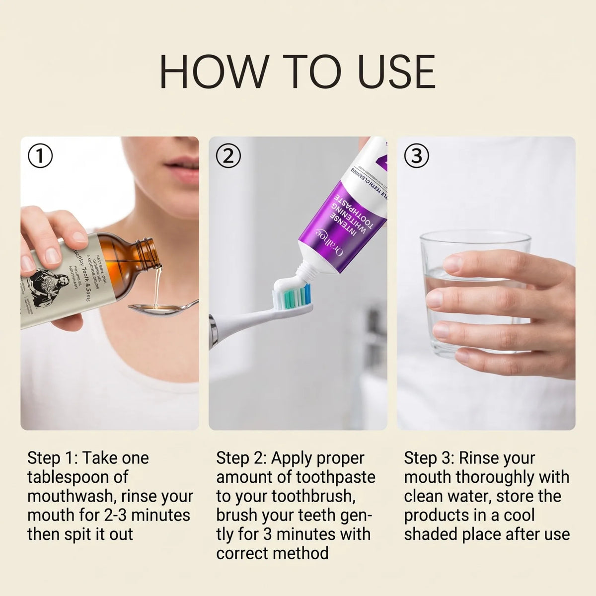 Oralhoe BrighteningToothpaste & Pulling Oil Mouthwash Set Stain Removal Fresh Breath Enamel Care Deep Clean for Daily Oral Care