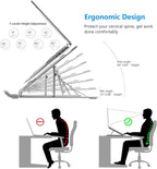 Ergonomic Aluminum Alloy Foldable Laptop Stand, 7 Adjustable Angles, Sand-Blasted Anti-Slip Stable Computer Holder