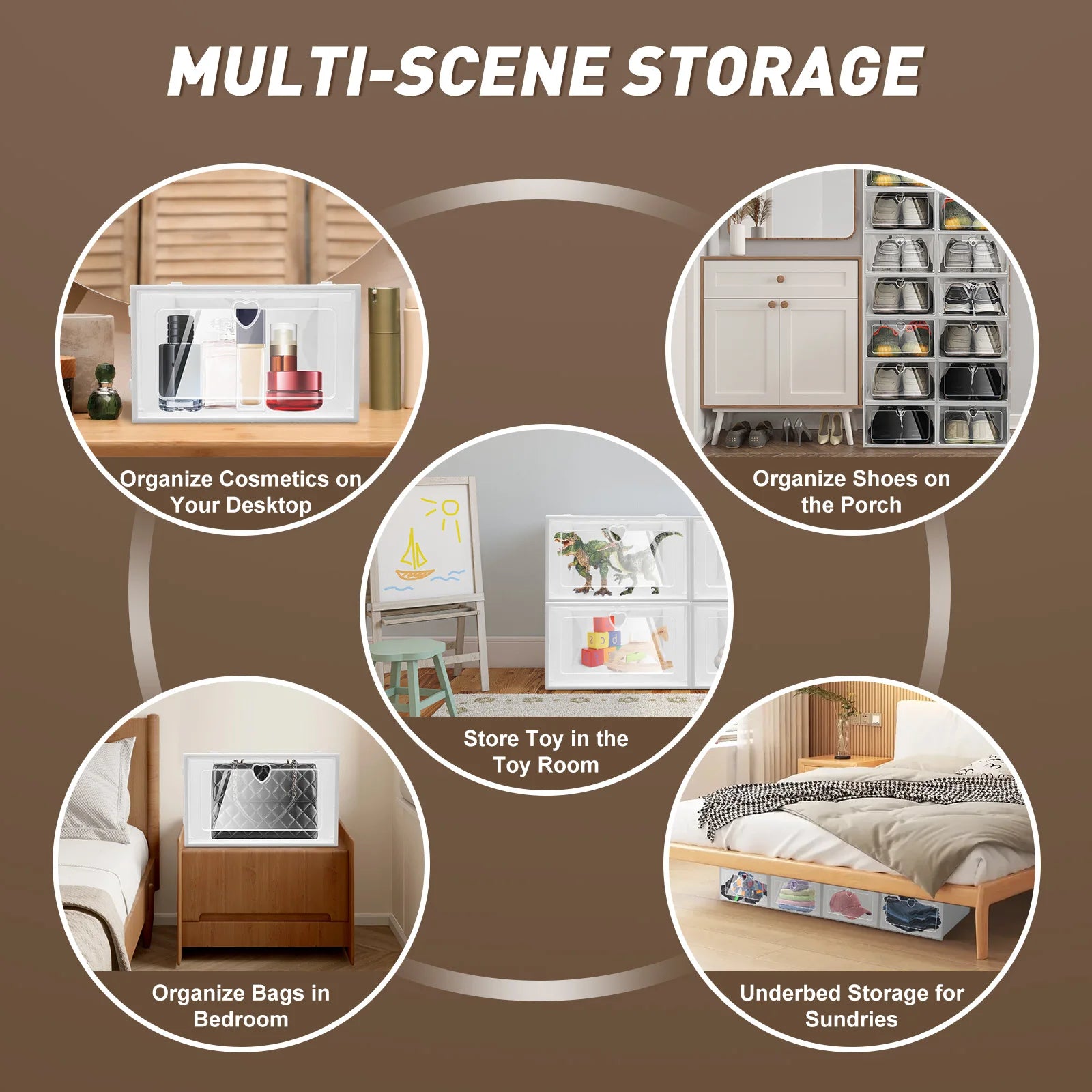 20Pcs Foldable Flip Shoe Storage Boxes Clear Plastic Shoes Case Shoe Organizer Dustproof, 33*23*14cm