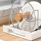 Expandable Kitchen Pot Pan Organizer Under Cabinet with 7 Adjustable Dividers Food Storage Container Lid Storage 1 Pack