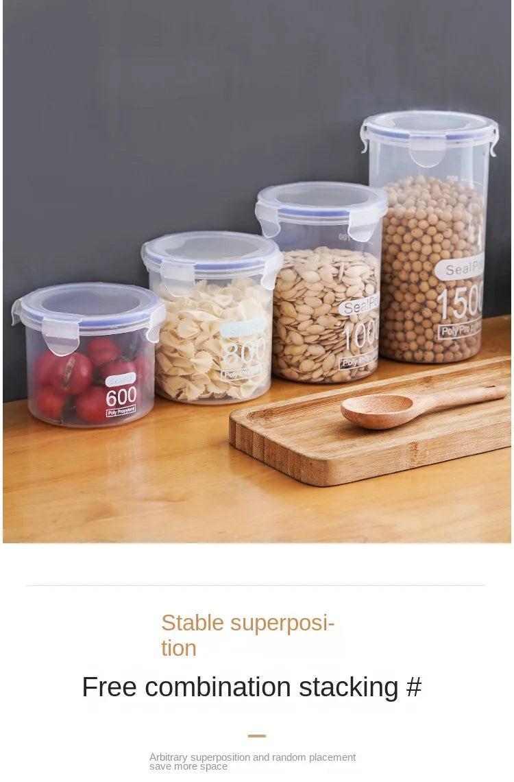 Plastic Sealed Tank Large Capacity Crisper Kitchen Organize Grain Storage Box with Scale Sealed Box Clear Jar Spice Container