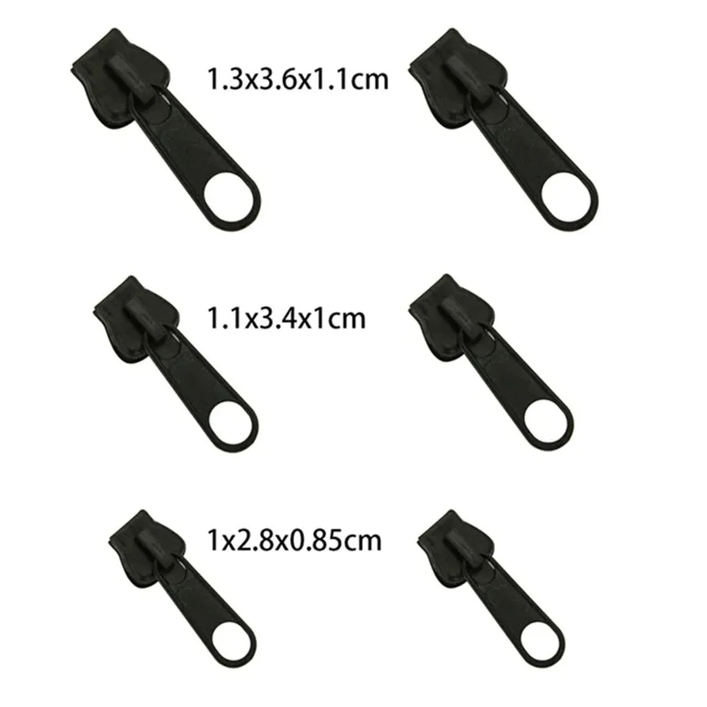 Black 6pcs Instant Zipper Universal Instant Fix Zipper Repair Kit Replacement Zip Slider Teeth Rescue New Design for DIY Sew