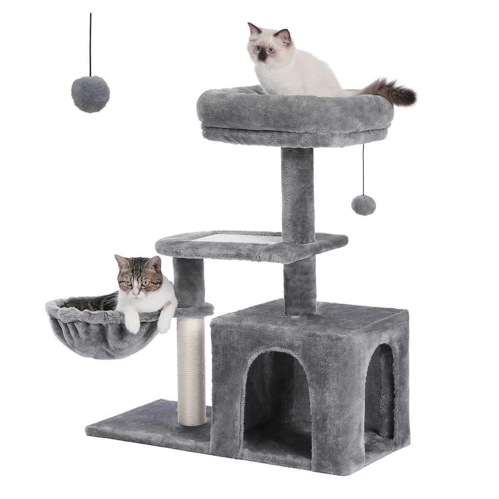 Cat Tree Cat Tower for Indoor Cats 2 Styles Cat Activity Tree with Cat Scratching Posts Big Hammock and Removable Top Perch Grey
