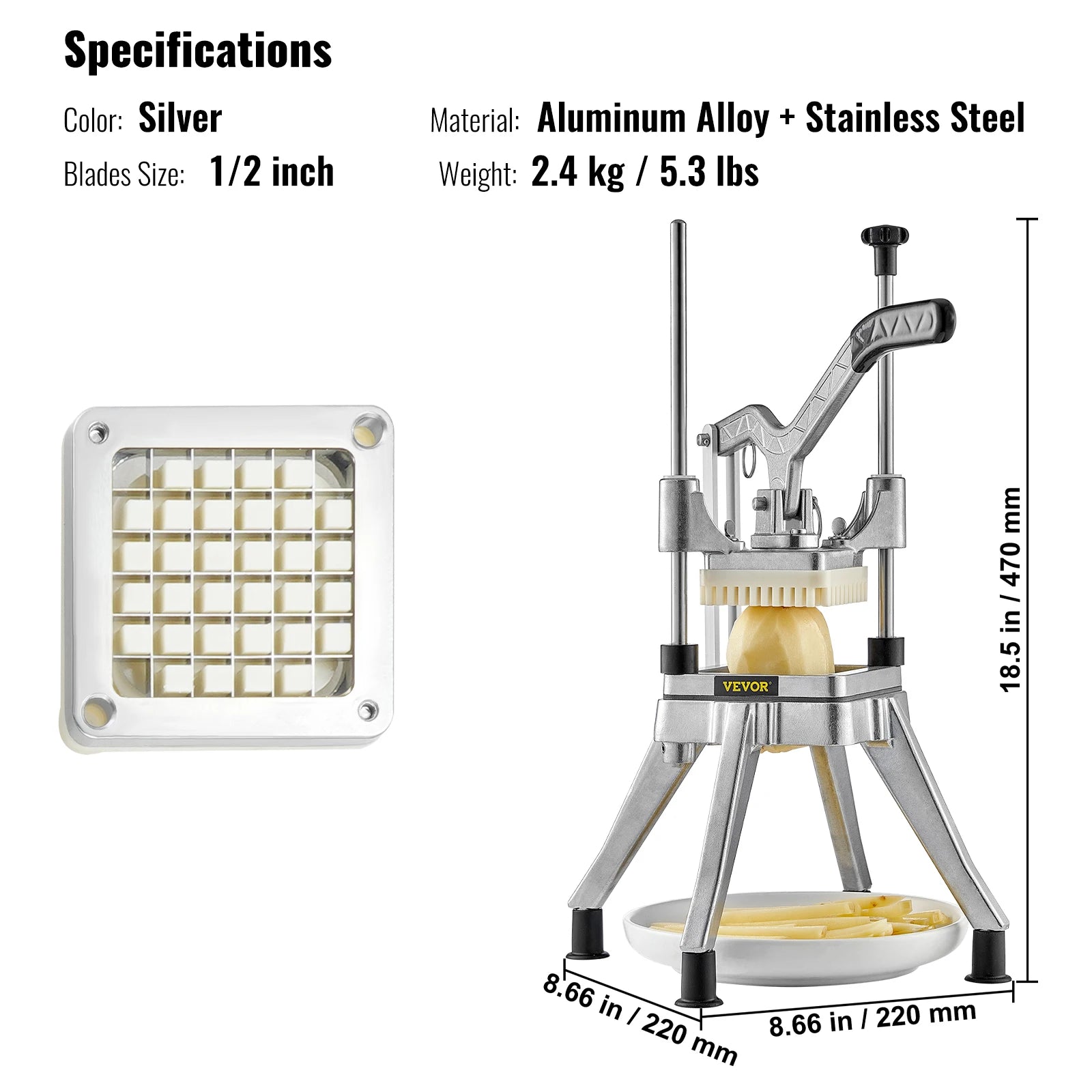 SucceBuy Commercial Vegetable Fruit Heavy Duty Professional Food Dicer Kattex French Fry Cutter Onion Slicer Stainless Steel