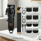 Professional Hair Clippers with LED Display, Cordless Rechargeable Trimmer & T-Blade Shaver for Men, Balding Grooming Kit