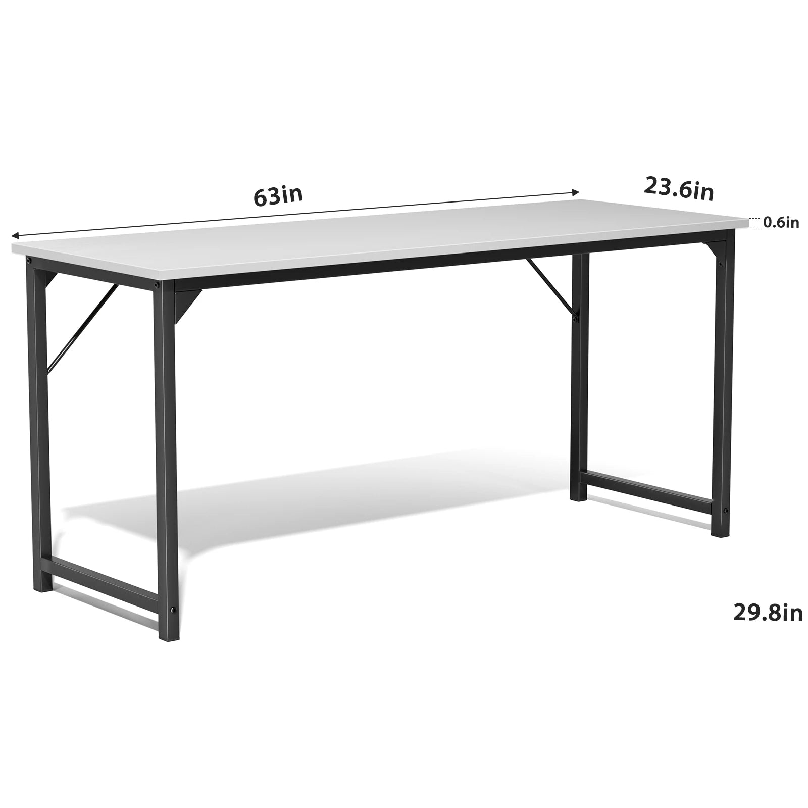 JHK Computer Office Desk Writing Study Office Gaming Table Modern Simple Style Compact Metal Frame Wood Tabletop Easy Assembly