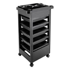 Salon Trolley Cart with Wheels and 5 Drawers, Multipurpose Beauty Cart, Hairdressing Rolling Cart for Barbershop Beauty Spa, Black