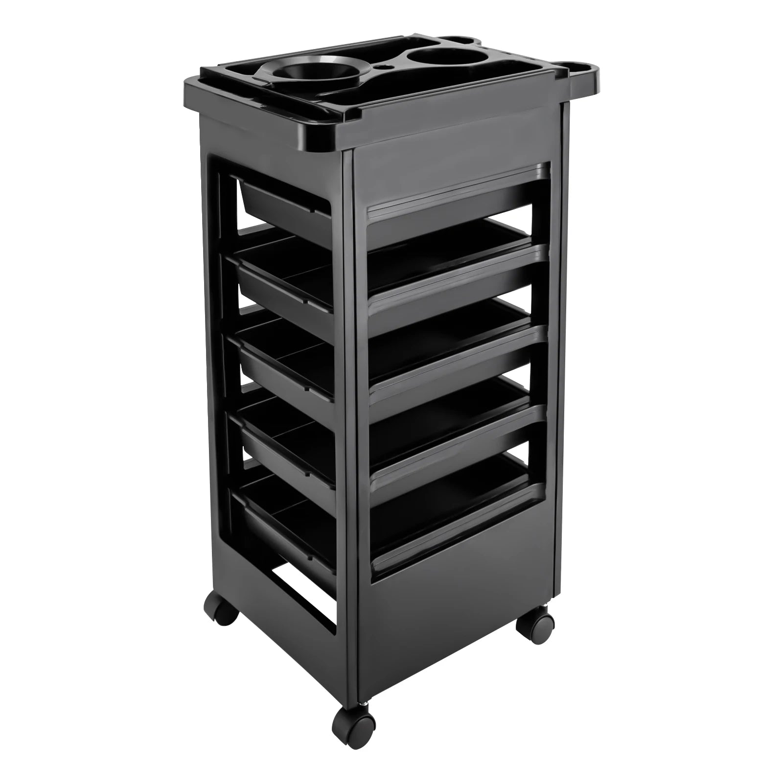 Salon Trolley Cart with Wheels and 5 Drawers, Multipurpose Beauty Cart, Hairdressing Rolling Cart for Barbershop Beauty Spa, Black