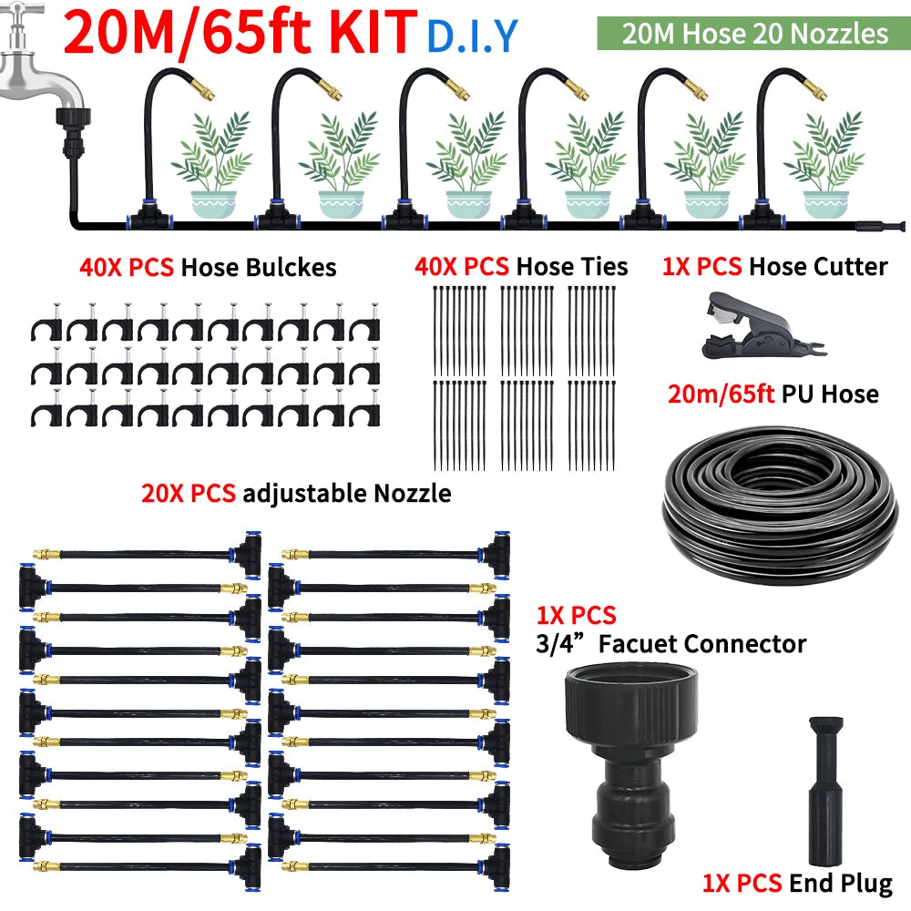 GEEIRR Irrigation spray nozzles kit For Greenhouse Garden Flowers Plant Watering 360° Adjustable Misting Cooling systems