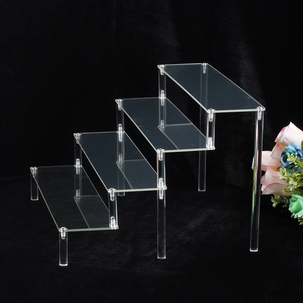 3-Tier Clear Acrylic Display Stand Jewelry Makeup Cupcake Organizer Transparent Shelf Sturdy Base Space-Saving Storage