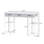 47" Computer Desk with 3 Fabric Drawers, Home Office Desk with Adjustable Shelves, Small Writing Desk with Storage, White