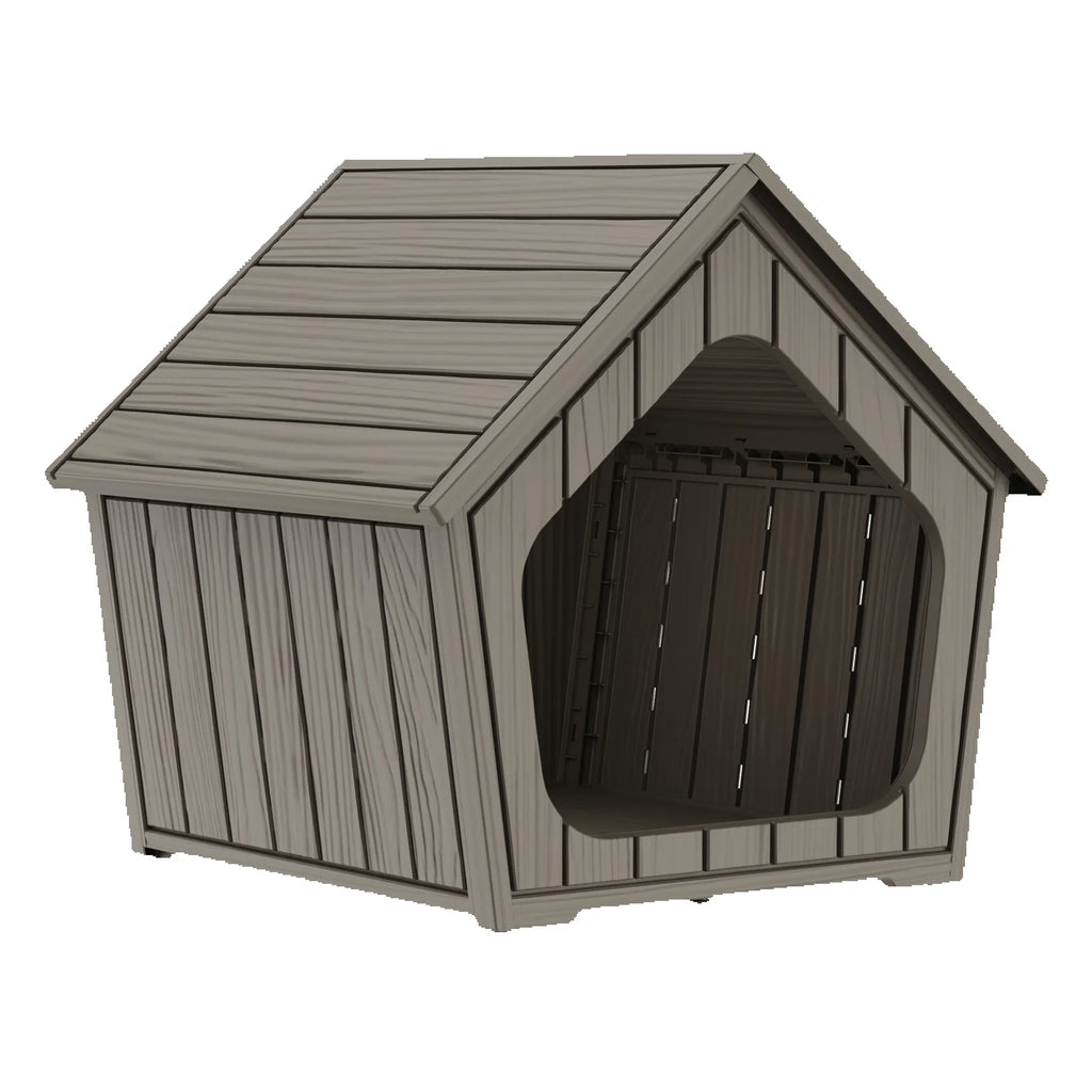 Gable Roof Plastic Pet House, Waterproof Outdoor Dog Shelter, Ventilated Pet Cabin for Backyard Garden