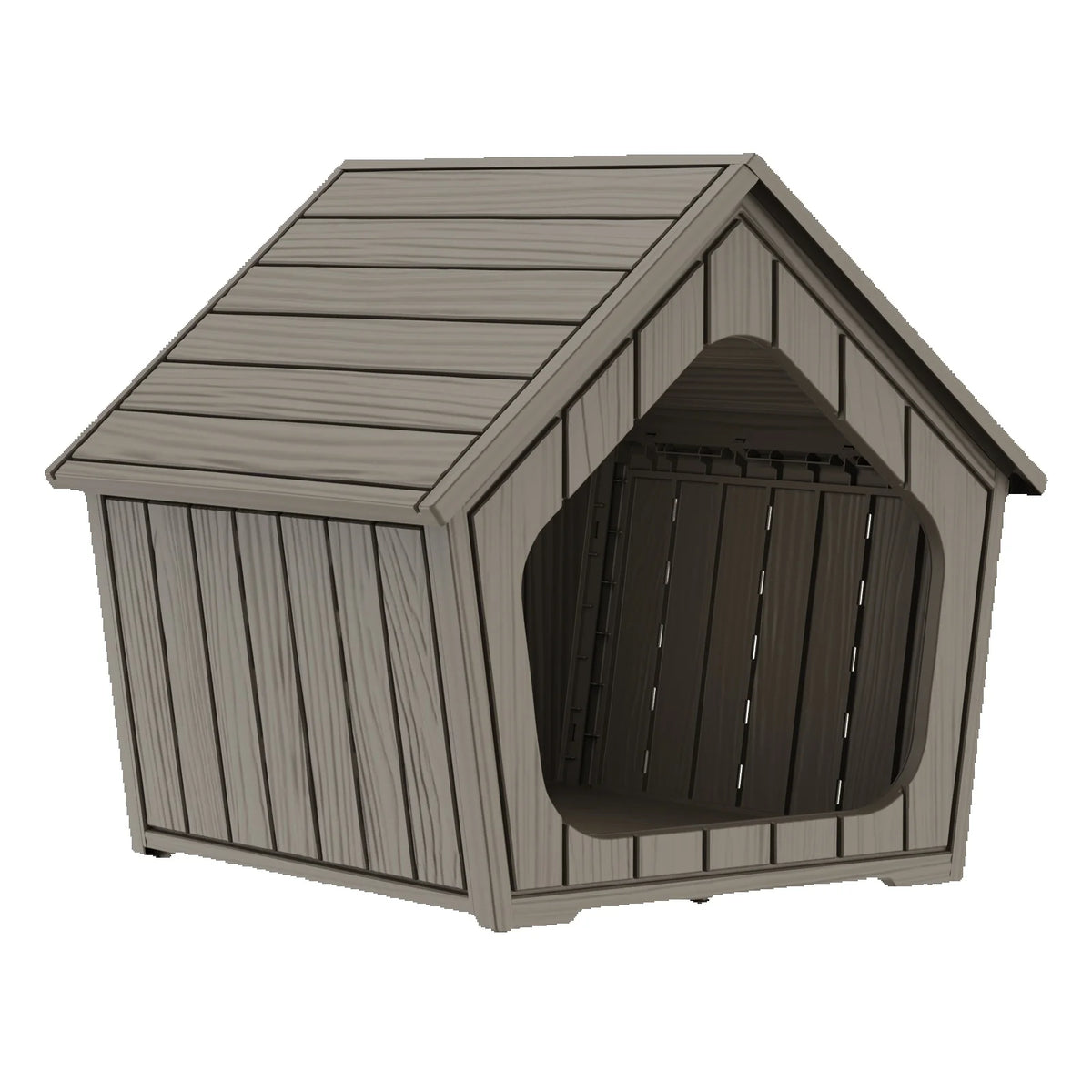 Gable Roof Plastic Pet House, Waterproof Outdoor Dog Shelter, Ventilated Pet Cabin for Backyard Garden