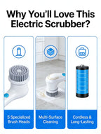 Effortless Electric Grease Scrubber, Rechargeable Cordless Power Cleaning Brush, for Kitchen Sink Tile & Stubborn Stains