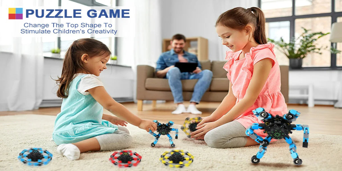4 Pcs Transformable Fidget Spinners Fingertip Gyros for Kids And Adults Boys And Girls Easter Basket Stuffers Halloween Fun