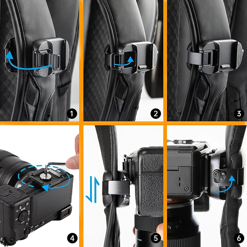 PGYTECH Beetle Camera Clip with Plate Camera Quick Release System for Sony/Nikon/DSLR Action Camera Backpack Camera Strap Mount
