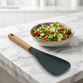 Silicone Salad Spatula with Wooden Handle - Heat Resistant Non-Stick Kitchen Turner for Salad, Cooking&Baking, Food-Safe&Durable