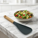 Silicone Salad Spatula with Wooden Handle - Heat Resistant Non-Stick Kitchen Turner for Salad, Cooking&Baking, Food-Safe&Durable