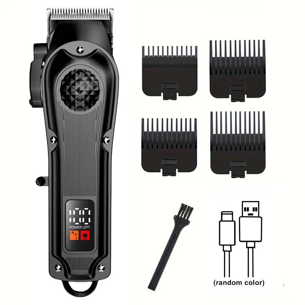 Professional Hair Clippers with LED Display, Cordless Rechargeable Trimmer & T-Blade Shaver for Men, Balding Grooming Kit