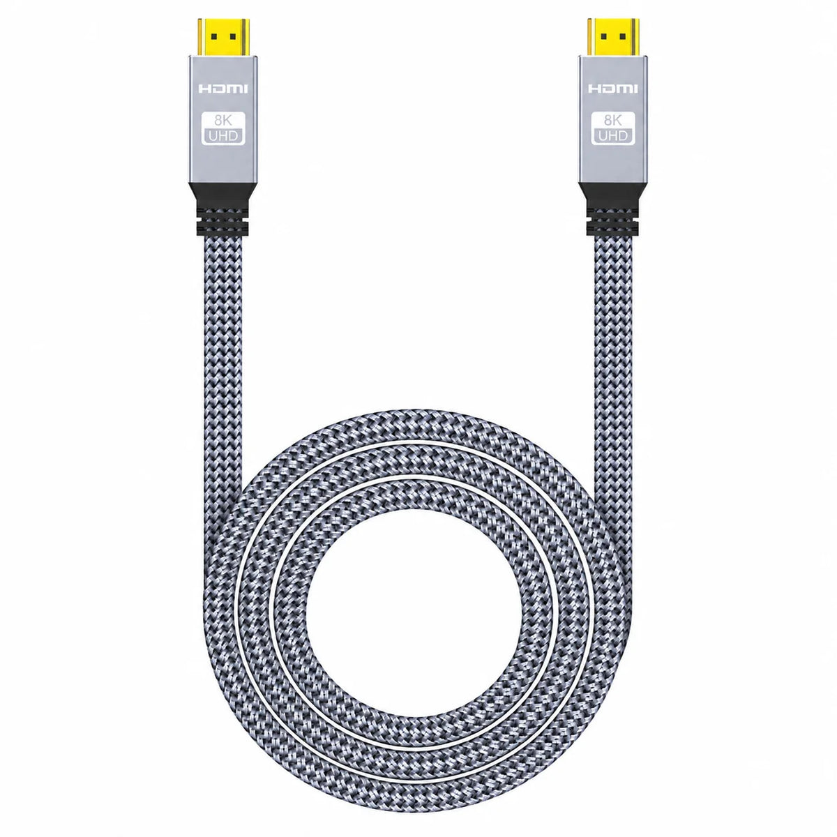8K HDMI 2.1 Cable, 48Gbps Flat Braided HDMI Cord, Supports 8K60Hz and 4K120Hz, Aluminum Alloy Shell for TV, Monitor, Projector