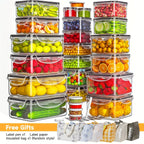 48PCS BPA-Free Food Storage Set – 24 Airtight Containers with Lids & Labels for Kitchen, Pantry & Travel - Nexvibe