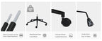 JHK Armless Cross Office Chairs with Wheels PU Leather Swivel Living Room Desk Chair Height Adjustable Support Seat Furniture