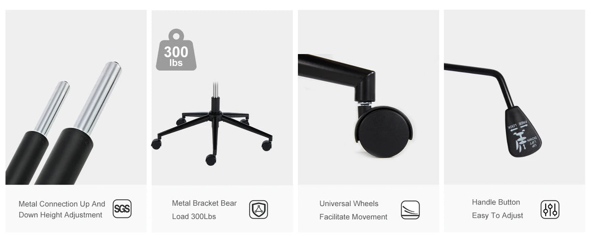 JHK Armless Cross Office Chairs with Wheels PU Leather Swivel Living Room Desk Chair Height Adjustable Support Seat Furniture