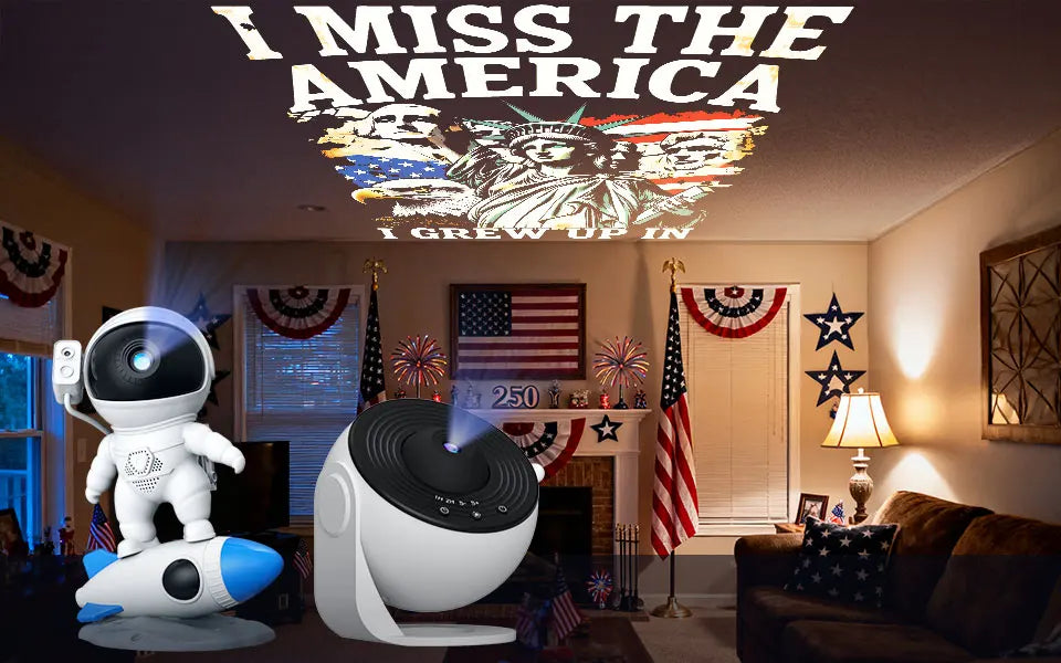 19-in-1 Galaxy Projector Starry Sky Night Light, 360° Rotate Planetarium Lamp with Independence Day Film Discs, LED Star Projector for Bedroom Home Decor, July 4th Patriotic Party Light, Kids Adults Gift, Timed & Adjustable
