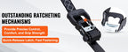 SucceBuy 4pcs Trailer Ratchet Tie Down Straps with Padded Handles Hook Brake Binding Belt for Moving Securing Cargo Motorcycle