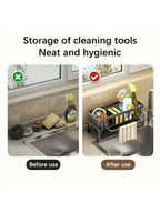 1PC RV Kitchen Sink Storage Rack+4pcs Dishwashing Sponges