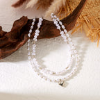 Rinhoo Double Layer Imitation Pearl Choker Necklace for Women Elegant Heart Pendant Necklace Versatile Jewelry Gift