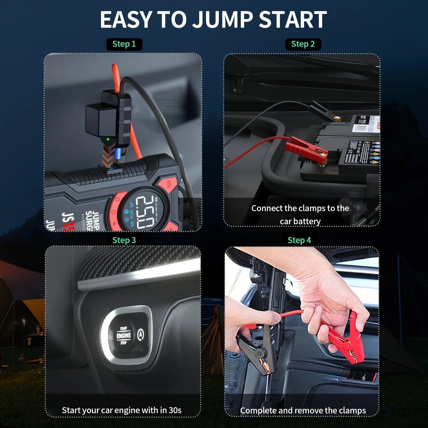 5-in-1 Jump Starter with Air Pump 3000A Peak Starter Box 150PSI Battery Pack with Digital Tire Inflator Car Battery Jump Starter