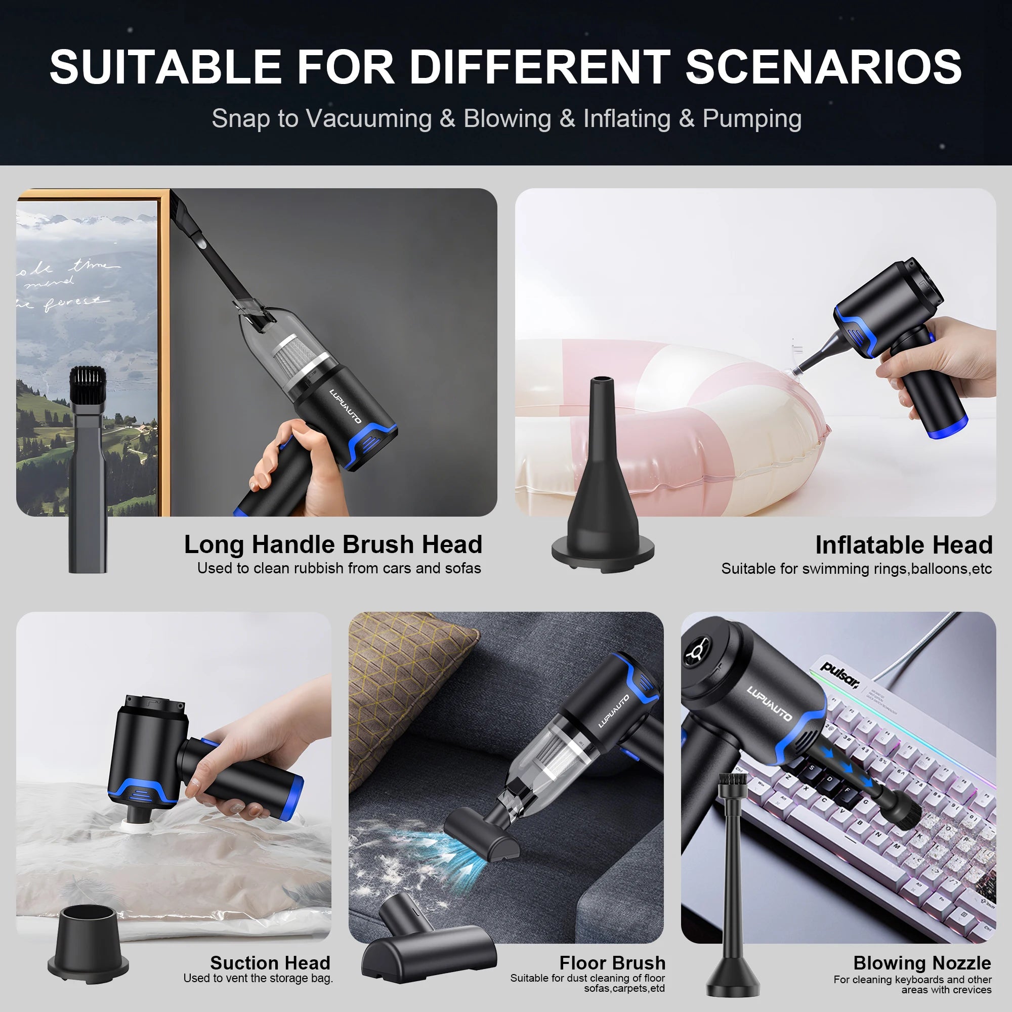 Portable Wireless Car Vacuum Cleaner 12000PA Wireless Vacuum Cleaner Dual Use for Home and Car High Powerful Vacuum Cleaner