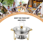 2/4 Pack Chafing Dish Buffet Set, 5QT Buffet Servers and Warmers, Round Catering Warmer with Glass Lid & Lid Holder for Party