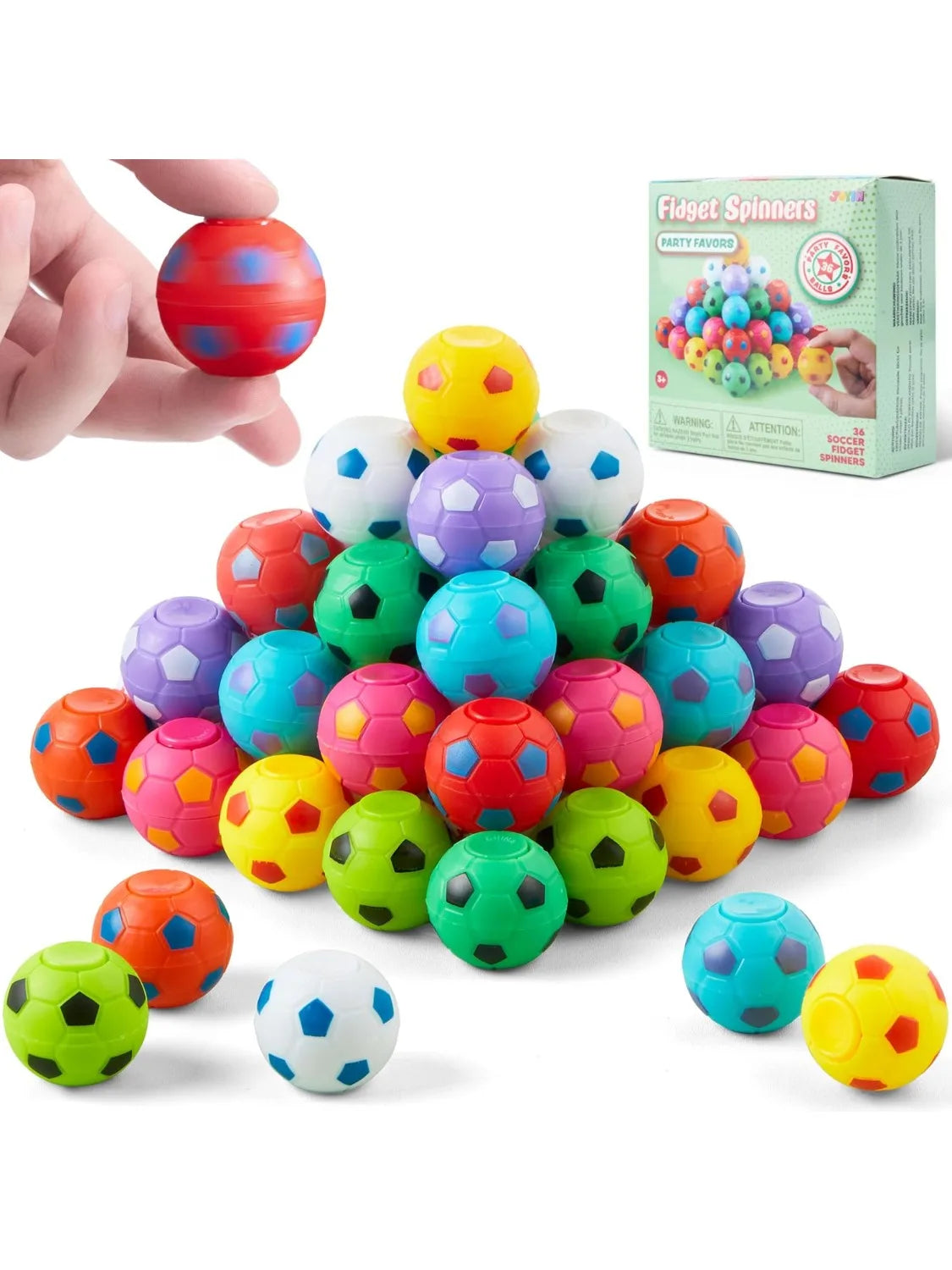 JOYFY 36 Pack Soccer Fidget Spinners Soccer Party Favors Fidget Toys Bulk Goodie Bag Stuffers for Kids Birthday Chirstmas Party