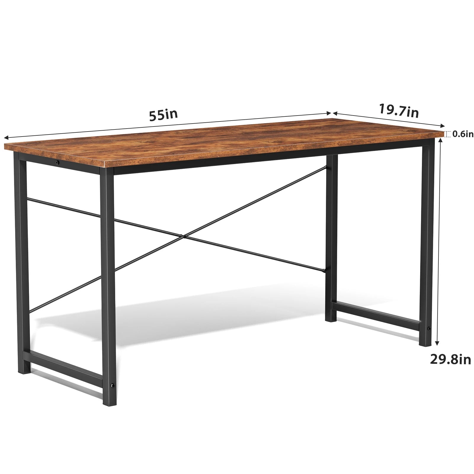 JHK Computer Office Desk Writing Study Office Gaming Table Modern Simple Style Compact Metal Frame Wood Tabletop Easy Assembly