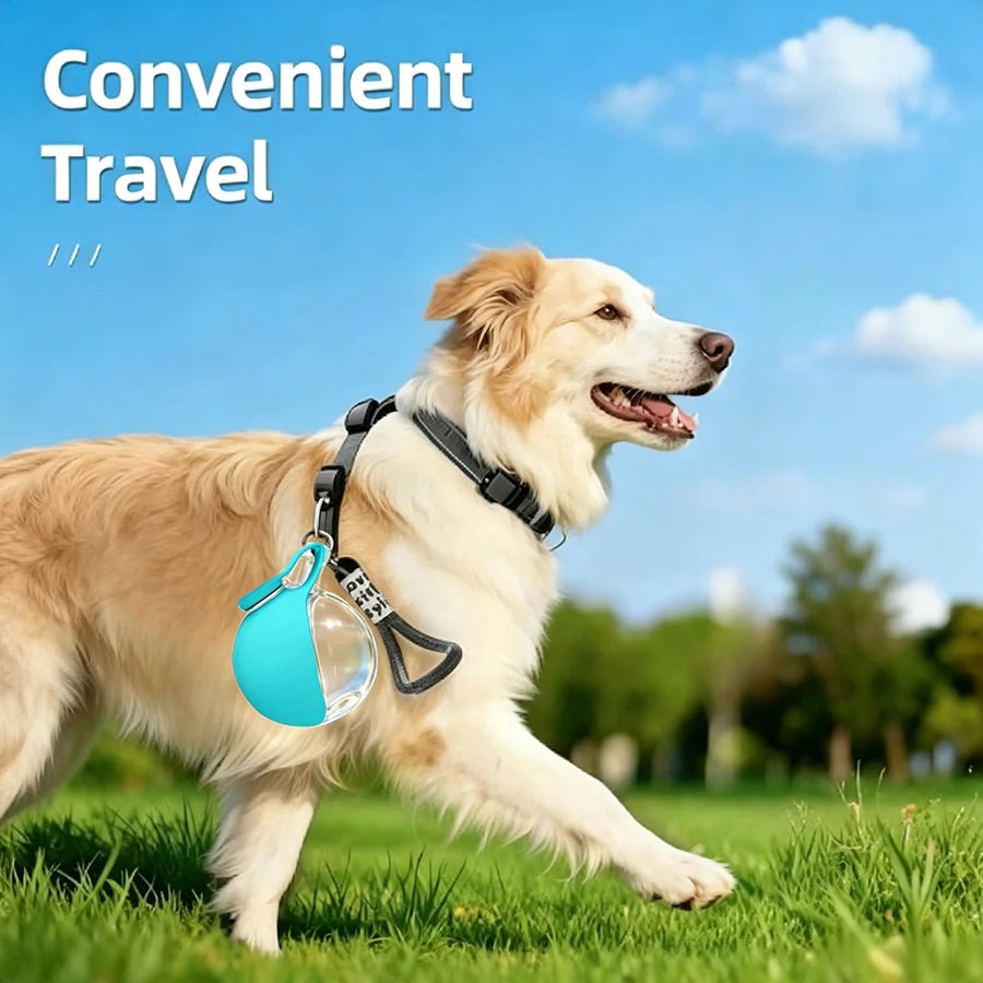 Portable Foldable Pet Water Bottle, Leak-Proof Outdoor Dog and Cat Drinking Bowl, with Lanyard and Hook, Compact, Pet Feeder