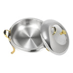 2.5L/2.64QT Round Chafing Dish Buffet Set Stainless Steel Servers Warmers with Visible Window & Fuel Holders Warming Tray for Hotels Buffets Restaurants Family Gatherings 36*36*23cm