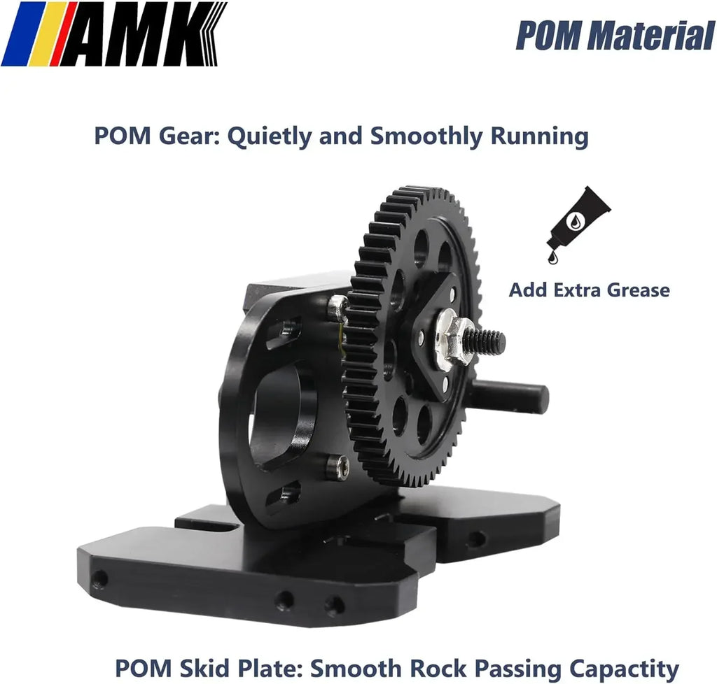 AMK 1/10 Overdrive 30% Metal Differential LCG Transmission with POM Skid Plate for RC Crawler Axial SCX10 Capra Element Gspeed