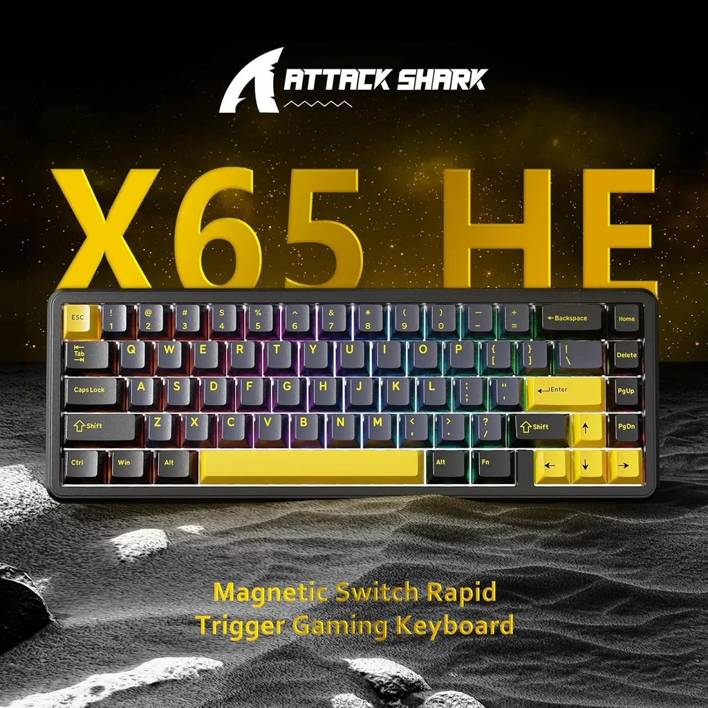 ATTACK SHARK X65 HE Hall Effect Keyboard, 8Khz Polling 0.01mm Adjustable Trigger 0.125ms Latency, Hot-Swappable RGB Backlit