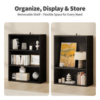MCQ Wooden 3 Tiers Bookshelf Storage 31.5 Inch Tall Standing Display Bookshelf Sturdy Structure Graduated Shelves for Home