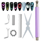 17Pcs Nail Art Nail Magnetic Stick Set Cat Eye Magnetic Ball Aluminum Handle Cylindrical UV Gel Magnet Tools Nail Design Tools