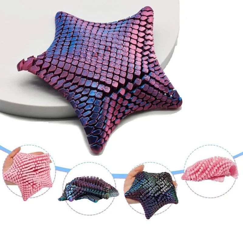 Kawaii 3D Printed Articulated Starfish Fidget Toy Flexible Stress Relief Sensory Desk Decor Kids Birthday Party Favors Pinata