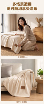 Fall Winter Simple Solid Artificial Lambswool Blanket Thickened Warm Multi-functional Blankets Soft Skin-friendly Cozy Blanket
