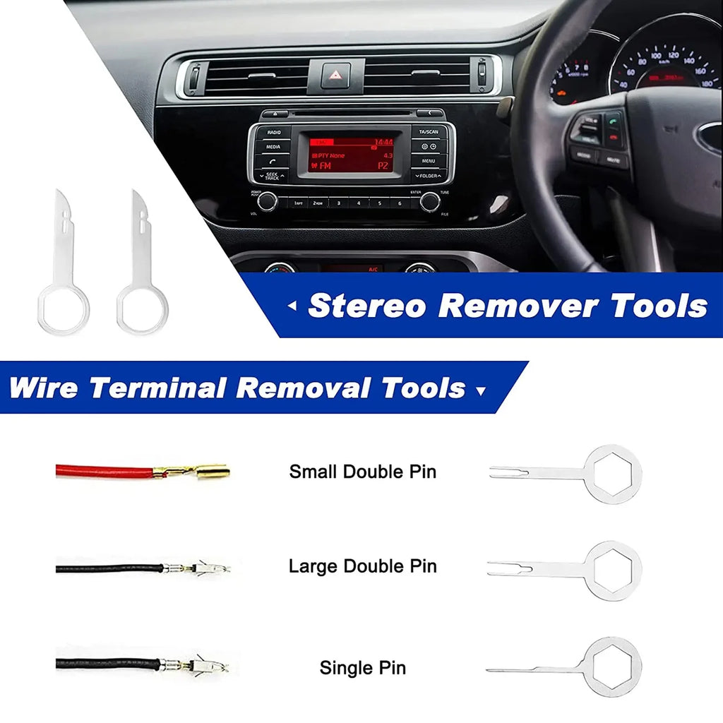 43Pcs Car Trim Removal Tool Set Panel Fastener Clips Removal, Fastener Terminal Remover Tool Round Handle Crowbar Kit Car/Radio
