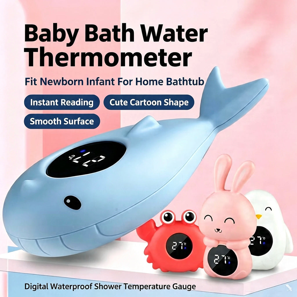 Baby Bath Water Thermometer Fit Newborn Infant, Digital Waterproof Shower Temperature Gauge Cute Cartoon Floating Thermometer Fo