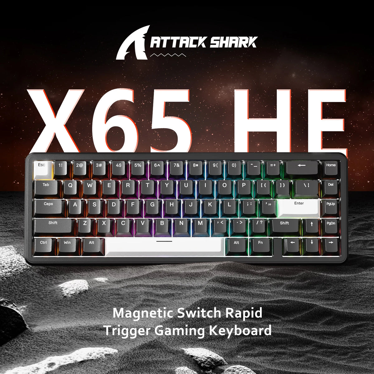 ATTACK SHARK X65 HE Hall Effect Keyboard, 8Khz Polling 0.01mm Adjustable Trigger 0.125ms Latency, Hot-Swappable RGB Backlit