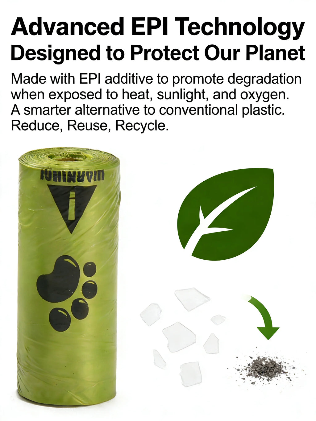 Eco-Friendly Dog Poop Bags Leak-Proof Extra Thick EPI Material Unscented Pet Waste Bags for Dog Walking Outdoor