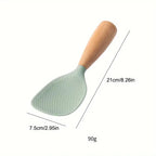 Wooden Handle Silicone Rice Spoon, Heat-Resistant, Anti-Scald, Odor-Free, for Home & Restaurants